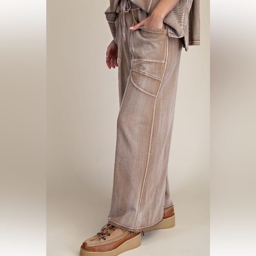 390 ❤️ EASEL camel MONKEY WASHED TERRY PANTS - Picture 5 of 6